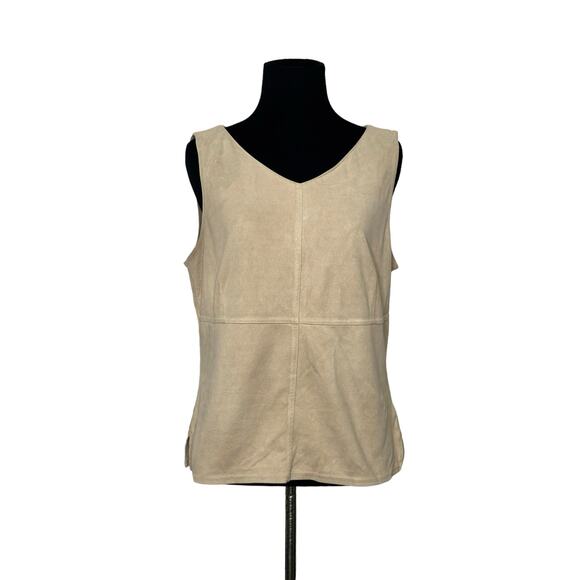 Kathy Ireland beige velvet sleeveless v neck top size Medium - Picture 6 of 10